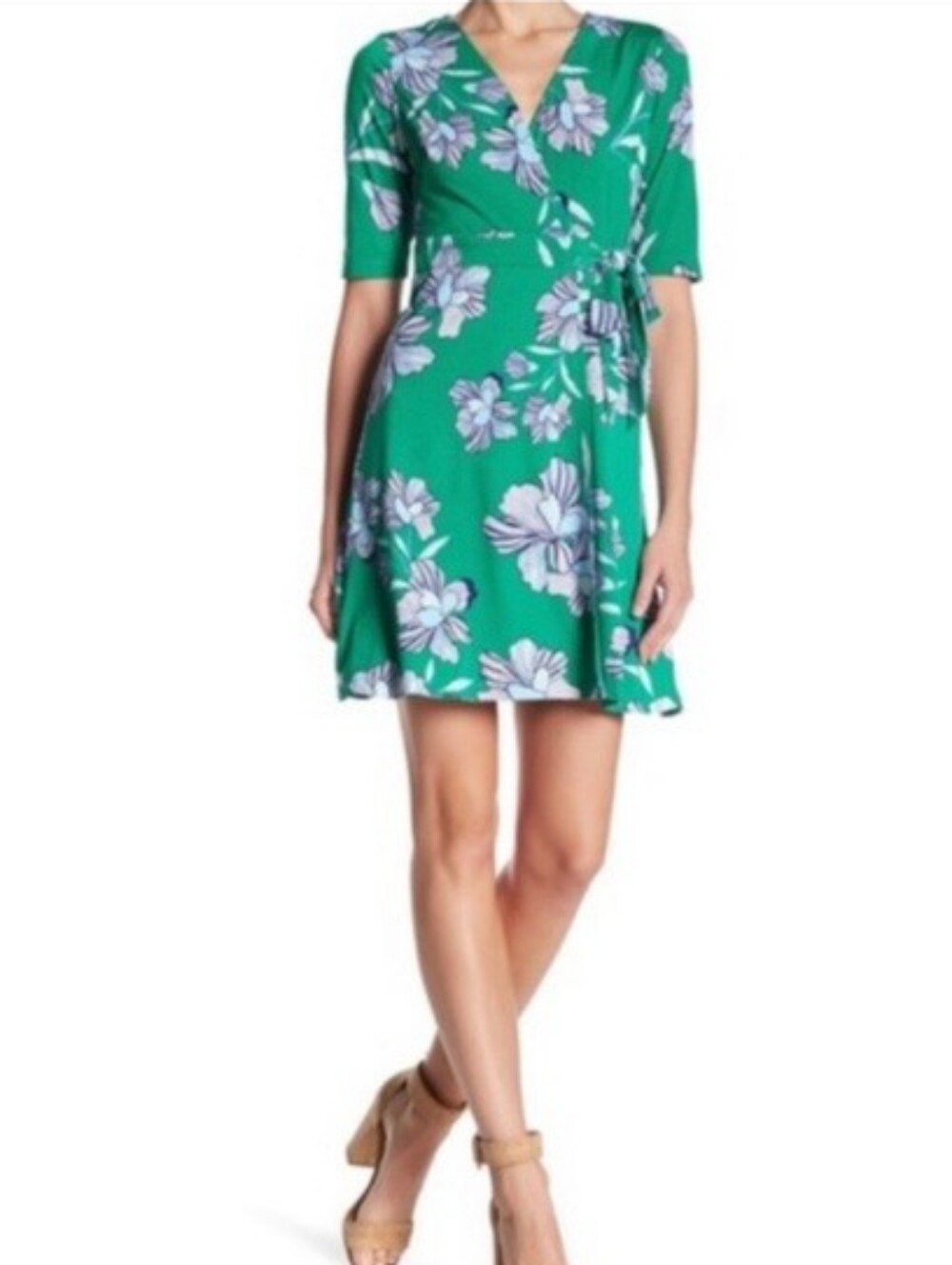 Vince Camuto Green Floral Wrap Dress